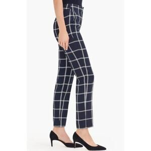J. Crew 365 French Girl Windowpane Pant Womens 12 Navy Ivory Slim Crop J8196